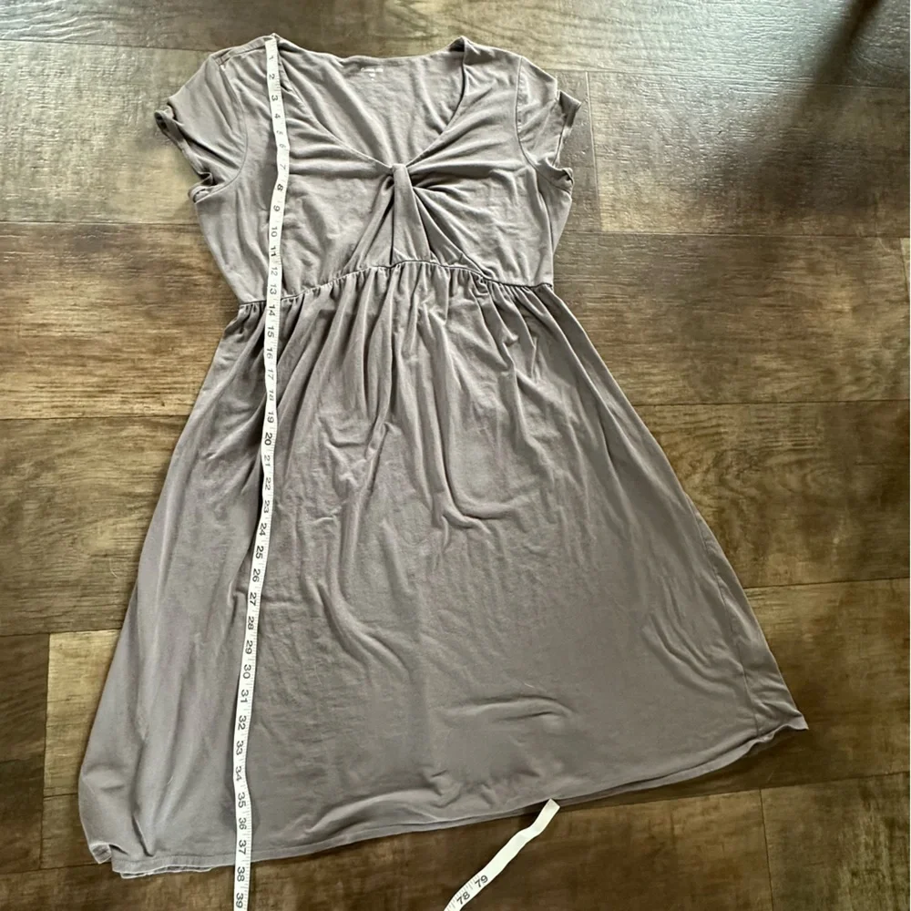 Garnet Hill V neck midi dress charcoal gray - Picture 8 of 9